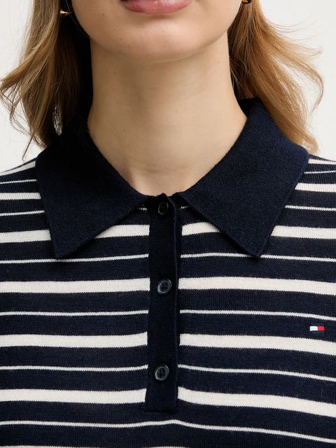 Tommy Hilfiger sweter z dodatkiem wełny damski kolor granatowy lekki WW0WW48450
