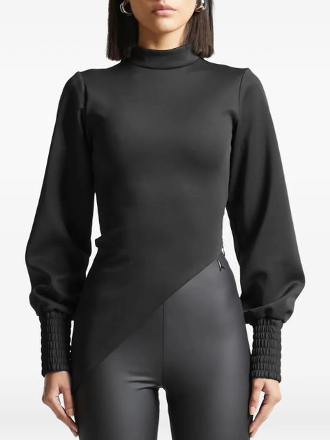 Manière De Voir mock-neck asymmetric top - Black