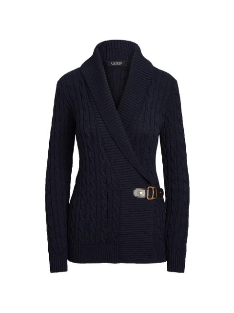 Lauren Ralph Lauren cable-knit belted cardigan - Blue - zdjęcie produktu nr 1