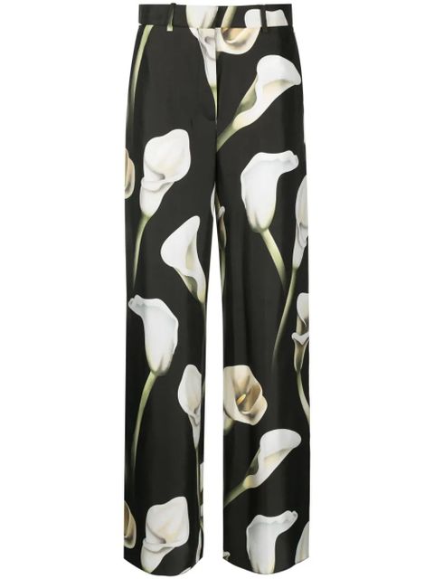 Lanvin Calla Lily-print silk trousers - Green - zdjęcie produktu nr 1