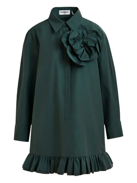 Essentiel Antwerp flower-embellished ruffled-hem mini dress - Green - zdjęcie produktu nr 1