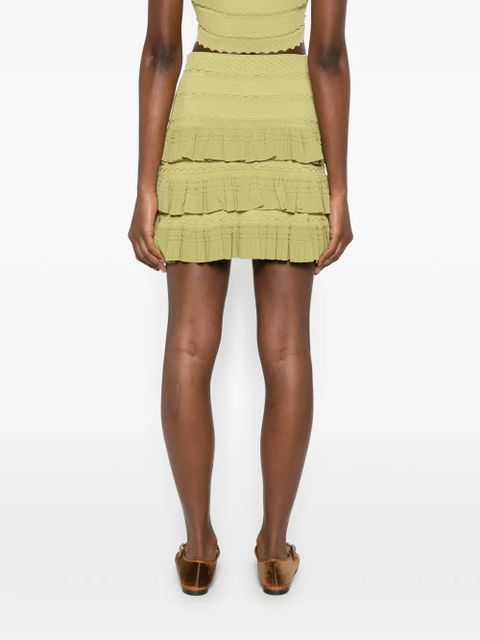 SANDRO ruffled-trime mini skirt - Green