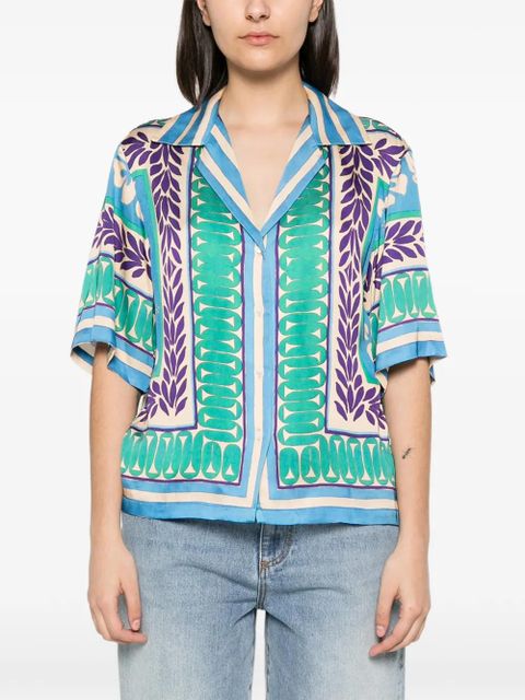 SANDRO graphic-print short-sleeve shirt - Green