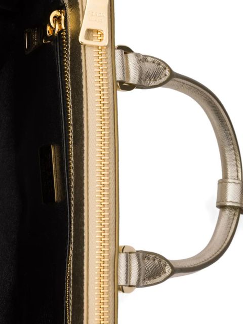 Prada mini Galleria leather triangle-logo tote bag - Gold