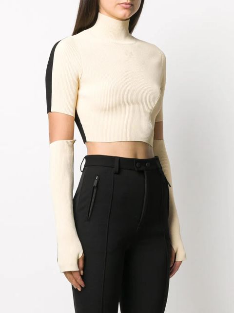 Off-White ribbed knitted cropped top - Neutrals