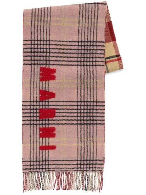 Marni intarsia-knit logo scarf - Pink