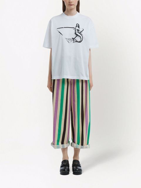 Prada mermaid-print jersey T-shirt - White