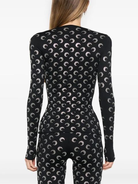 Marine Serre Crescent Moon-embellished top - Black