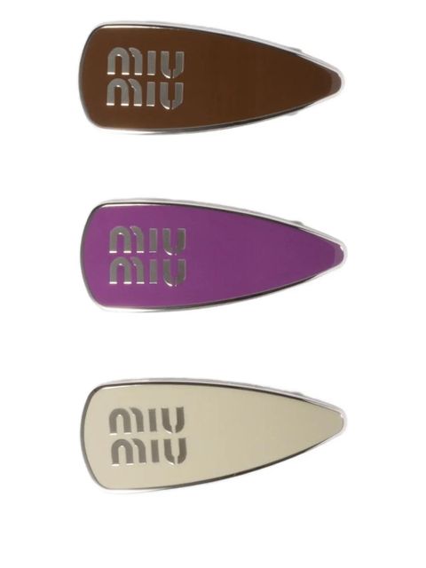 Miu Miu logo enamel hair clip - Silver