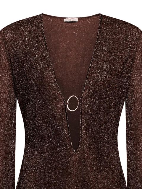 Oséree Lumière V-neck mini dress - Brown - zdjęcie produktu nr 2