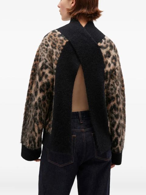 GANNI open-back leopard-print sweater - Neutrals