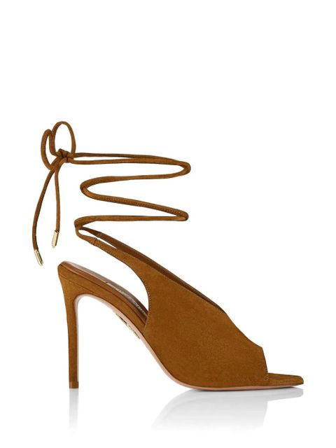 Aquazzura Lais lace-up peep-toe sandals - Brown - zdjęcie produktu nr 1