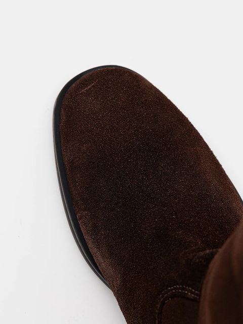 Steve Madden kozaki zamszowe Nigella damskie kolor brązowy na płaskim obcasie 11004914