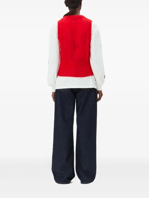 GANNI bow detailing sleeveless vest - Red