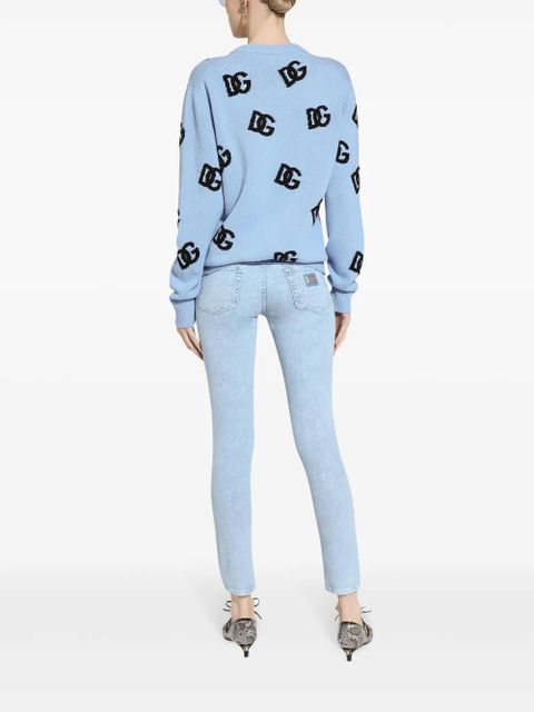 Dolce & Gabbana DNA logo embroidered jumper - Blue