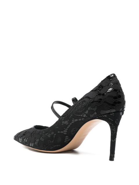 Casadei 80mm lace-detail pointed-toe pumps - Black - zdjęcie produktu nr 2