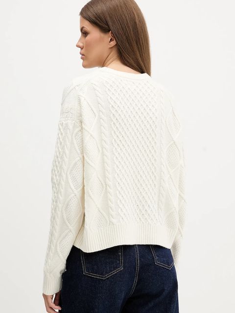 Guess Jeans sweter z dodatkiem wełny damski kolor beżowy lekki W5BR09 Z0561 - zdjęcie produktu nr 2