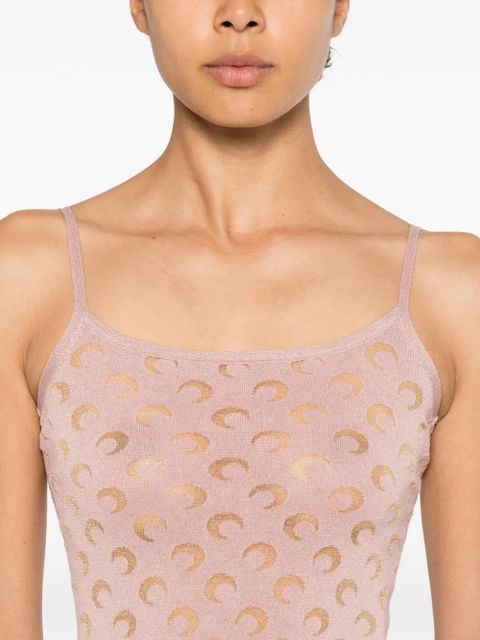 Marine Serre Crescent Moon-patterned maxi dress - Pink