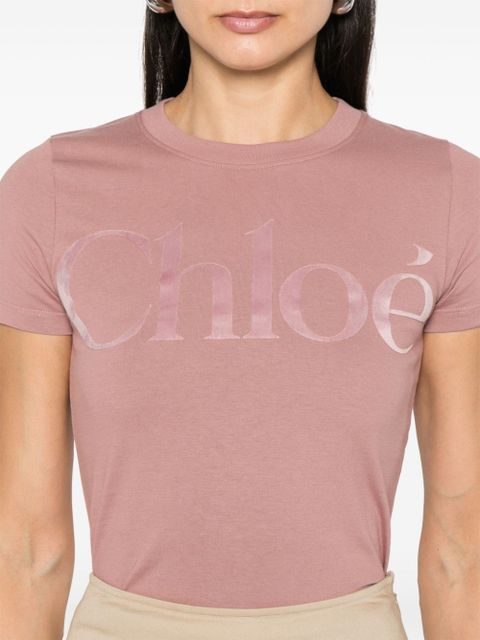 Chloé flocked-logo T-shirt - Pink