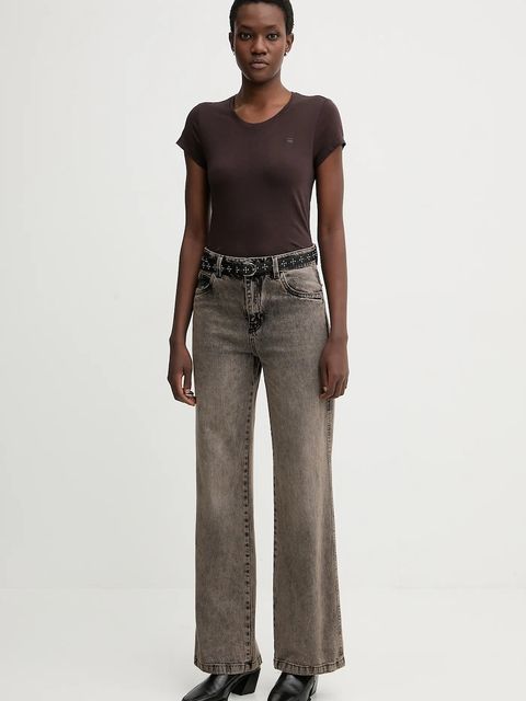 G-Star t-shirt bawełniany damski kolor brązowy D24533-4107