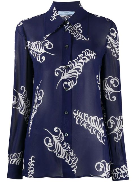 Prada sablé crêpe shirt - Blue - zdjęcie produktu nr 1