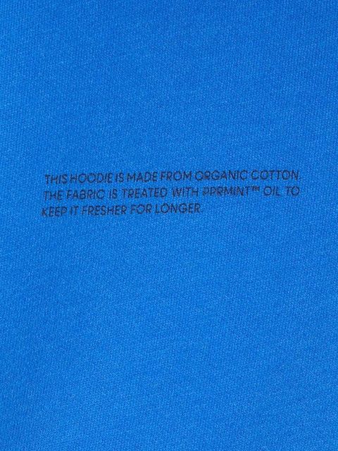 Pangaia bluza bawełniana kolor niebieski z kapturem z nadrukiem