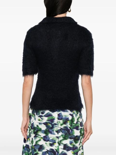 Marni brushed-effect polo top - Blue - zdjęcie produktu nr 2