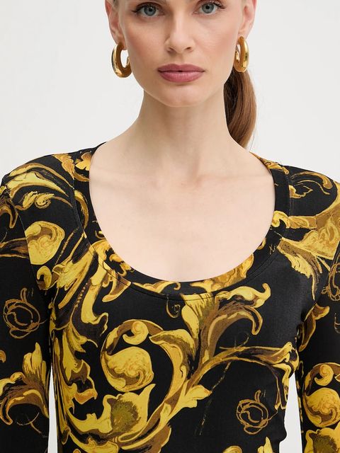 Versace Jeans Couture sukienka kolor czarny midi dopasowana 79HAO920 JS500