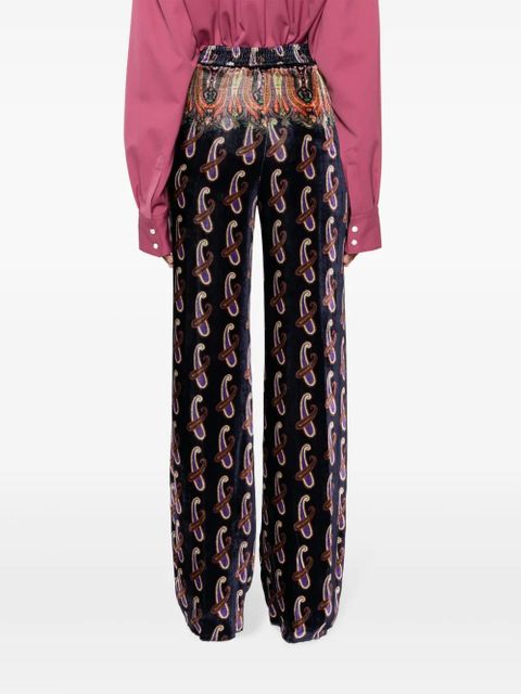 ETRO patterned-jacquard velvet trousers - Blue