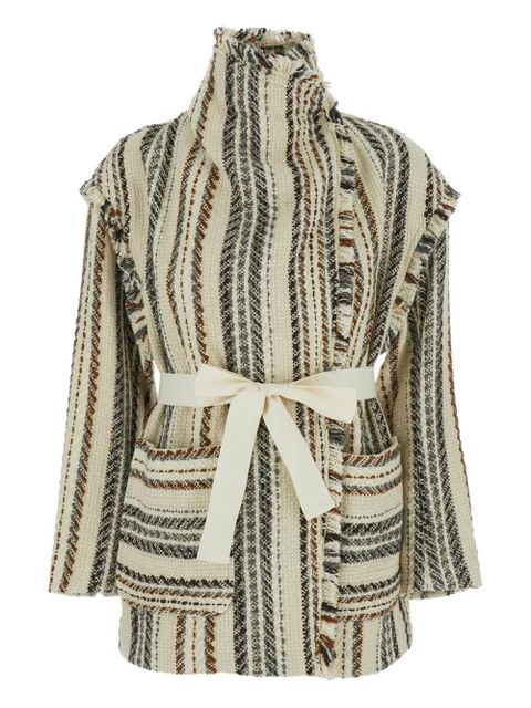 MARANT ÉTOILE Illisa striped fringed jacket - Neutrals - zdjęcie produktu nr 1