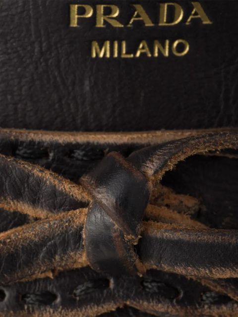 Prada fringed bow leather pumps - Black