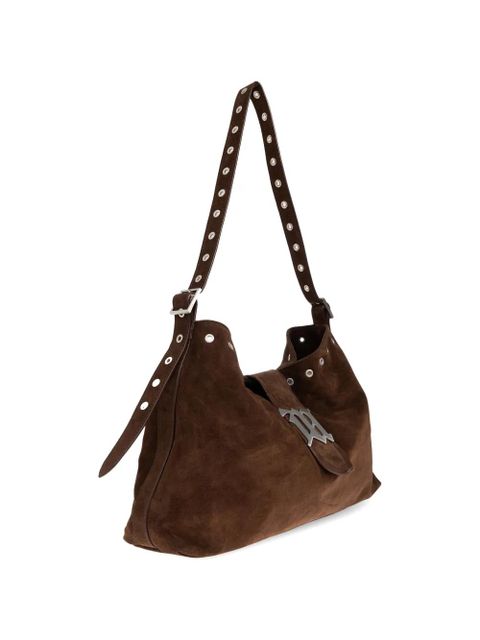 MISBHV eyelet-trim logo-plaque shoulder bag - Brown