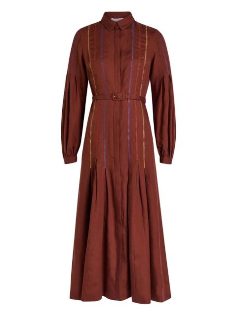 Gabriela Hearst Aleka belted midi shirt dress - Red - zdjęcie produktu nr 1