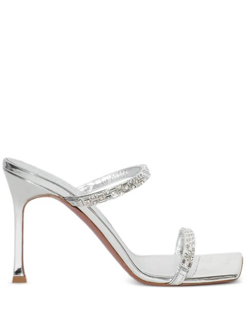 Amina Muaddi 95mm Diana mules - Silver - zdjęcie produktu nr 1