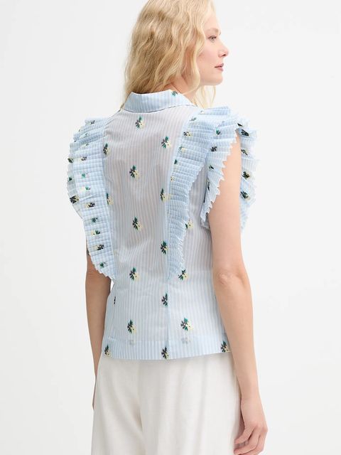 MUNTHE koszula MUST damska kolor niebieski regular z kołnierzykiem klasycznym 252102725224 - zdjęcie produktu nr 2