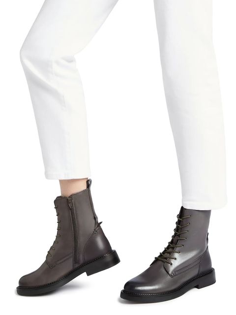 Geox botki skórzane D SERILDA damskie kolor szary na płaskim obcasie D46WYG 00043 C6029