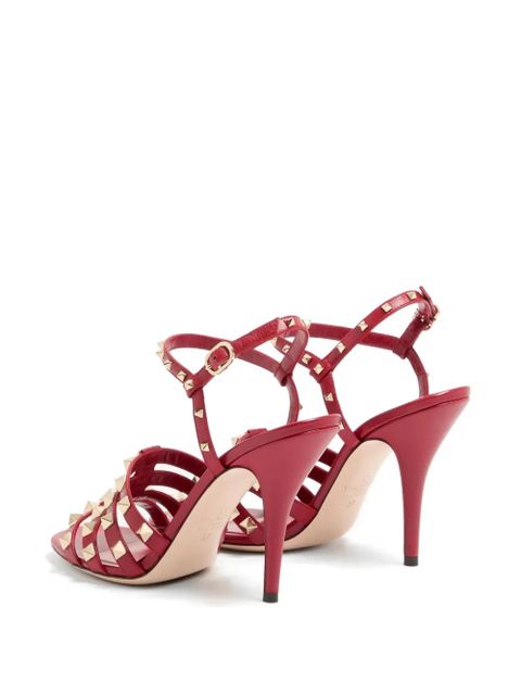 Valentino Garavani Rockstud kidskin sandals 100mm - Red