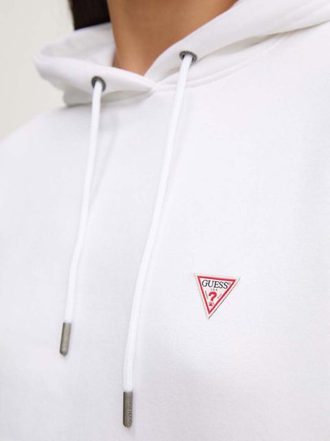 Guess Jeans bluza damska kolor biały z kapturem gładka W4YQ04 KC811