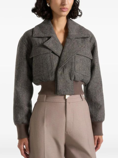 Manière De Voir Cosette herringbone bomber jacket - Grey