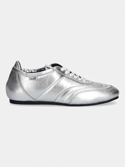 Love Moschino sneakersy skórzane damskie kolor srebrny JA10201G1NIF0902