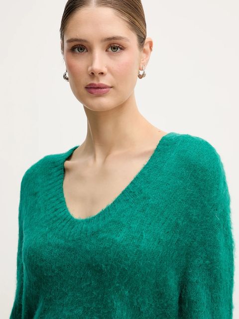 United Colors of Benetton sweter z dodatkiem moheru damski kolor zielony 1VAAD10EX