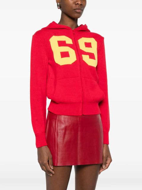 Gimaguas number hooded cardigan - Red