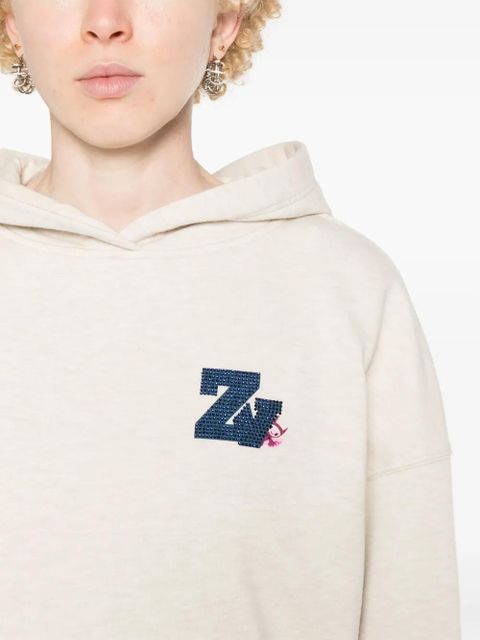 Zadig&Voltaire logo-embellished mélange hoodie - Neutrals