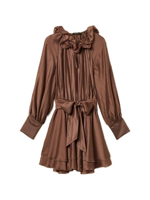 TWINSET ruffled belted dress - Brown - zdjęcie produktu nr 1