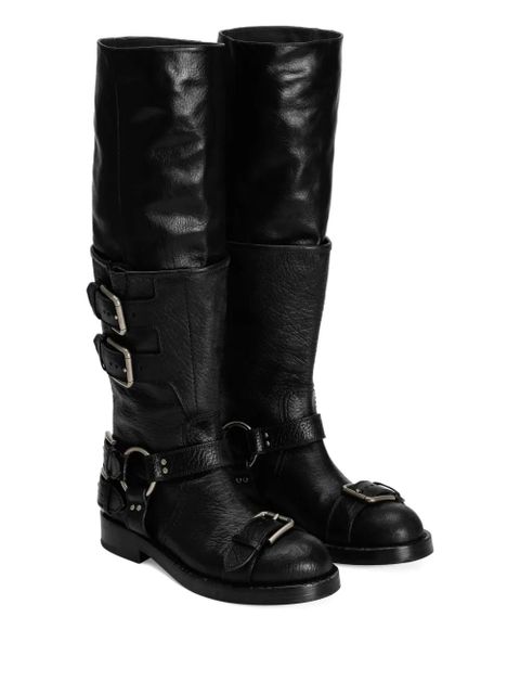 Dolce & Gabbana buckle-detail leather boots - Black - zdjęcie produktu nr 2