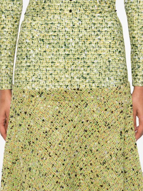 Diesel tweed-textured flared midi skirt - Green