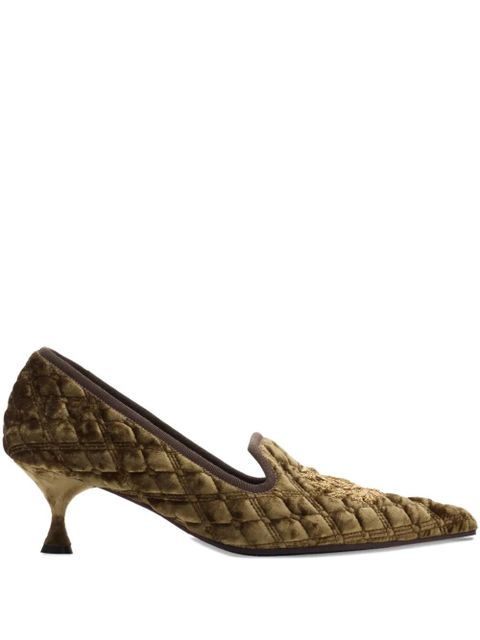 Burberry 55mm quilted-velvet crest pumps - Brown - zdjęcie produktu nr 1