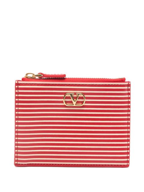 Valentino Garavani striped logo-detail card holder - Red - zdjęcie produktu nr 1