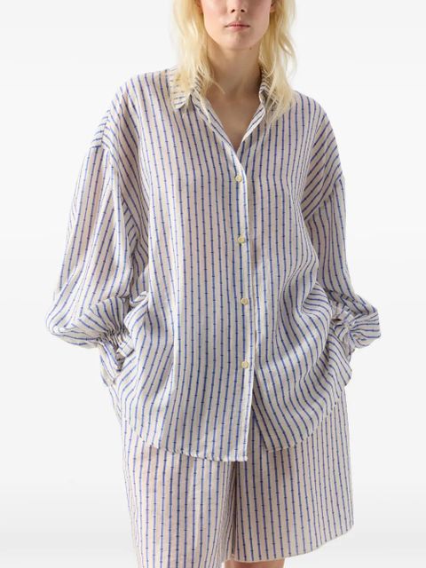 American Vintage Zivow striped ruffled-cuffs shirt - Neutrals