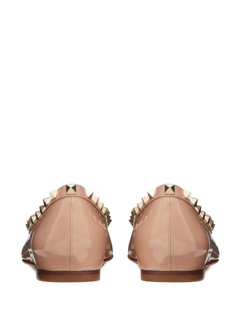 Valentino Garavani Rockstud patent-leather ballerina shoes - Pink